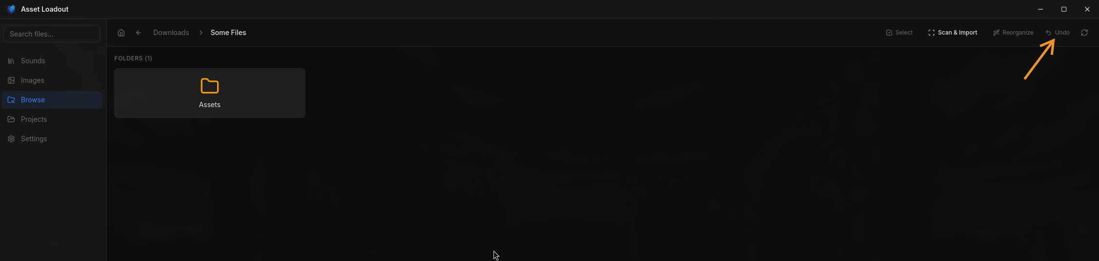 Undo reorganize option in toolbar